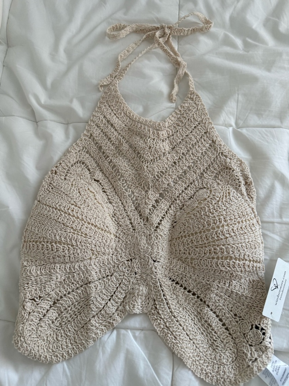 Windsor Cream Crochet Halter Crop Top